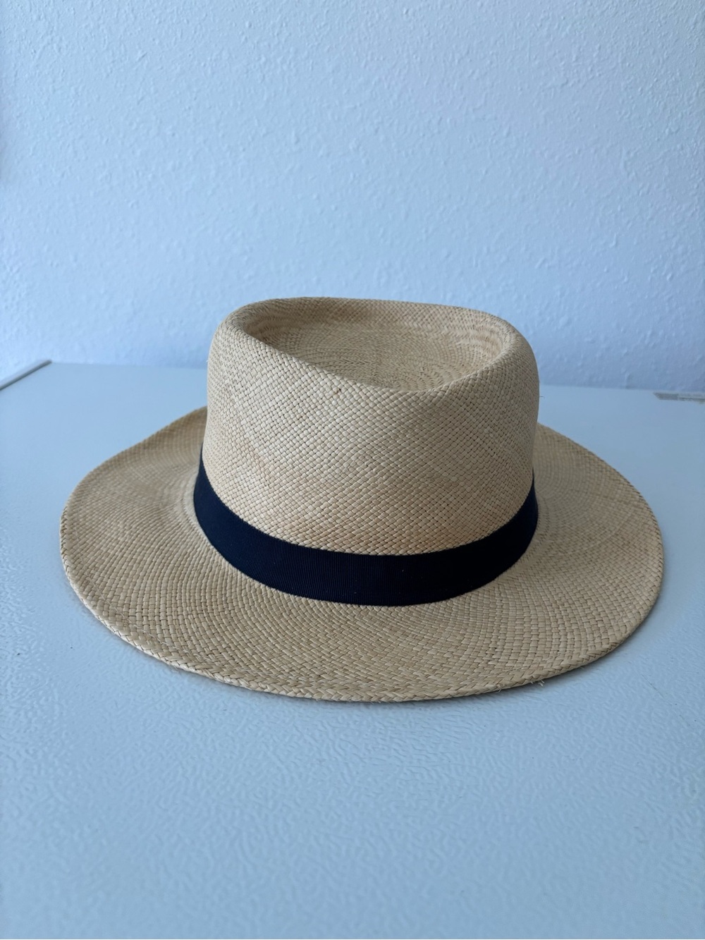 Men's Straw Panama Hat with Black Band - Natural